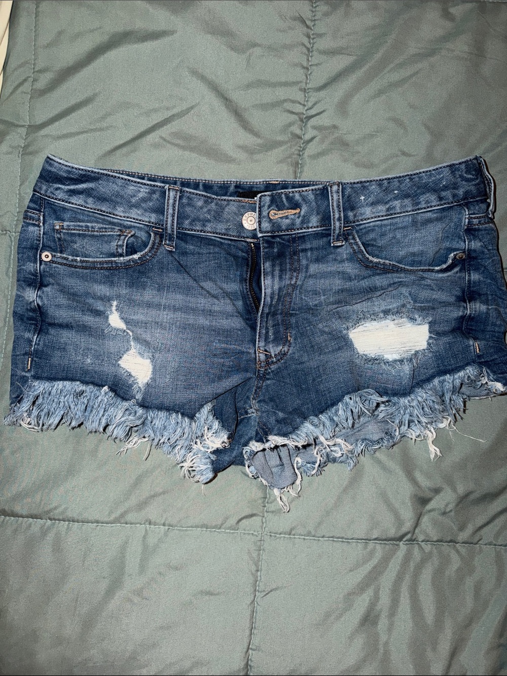 Express Dark Blue Distressed Denim Shorts